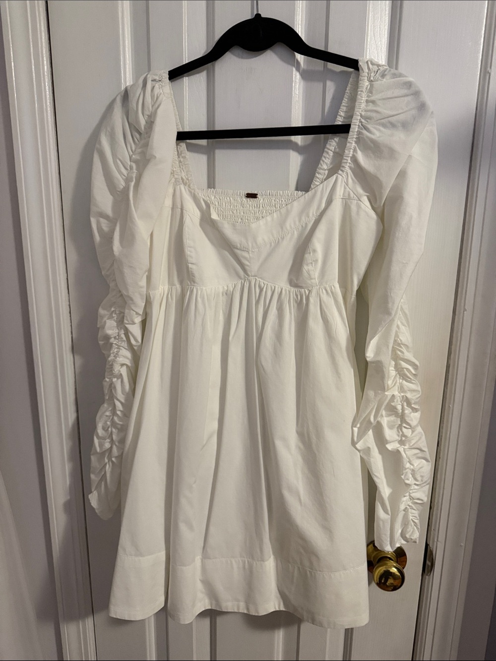 Free People White Puff Sleeve Dress - Classic Smocked Bodice